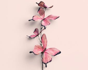 Blush Pink Butterfly Embellishment Arrangement Accent Indoor Home Styling Tall Silk Summer Centerpiece Table Display Lampshade Hat Millinery