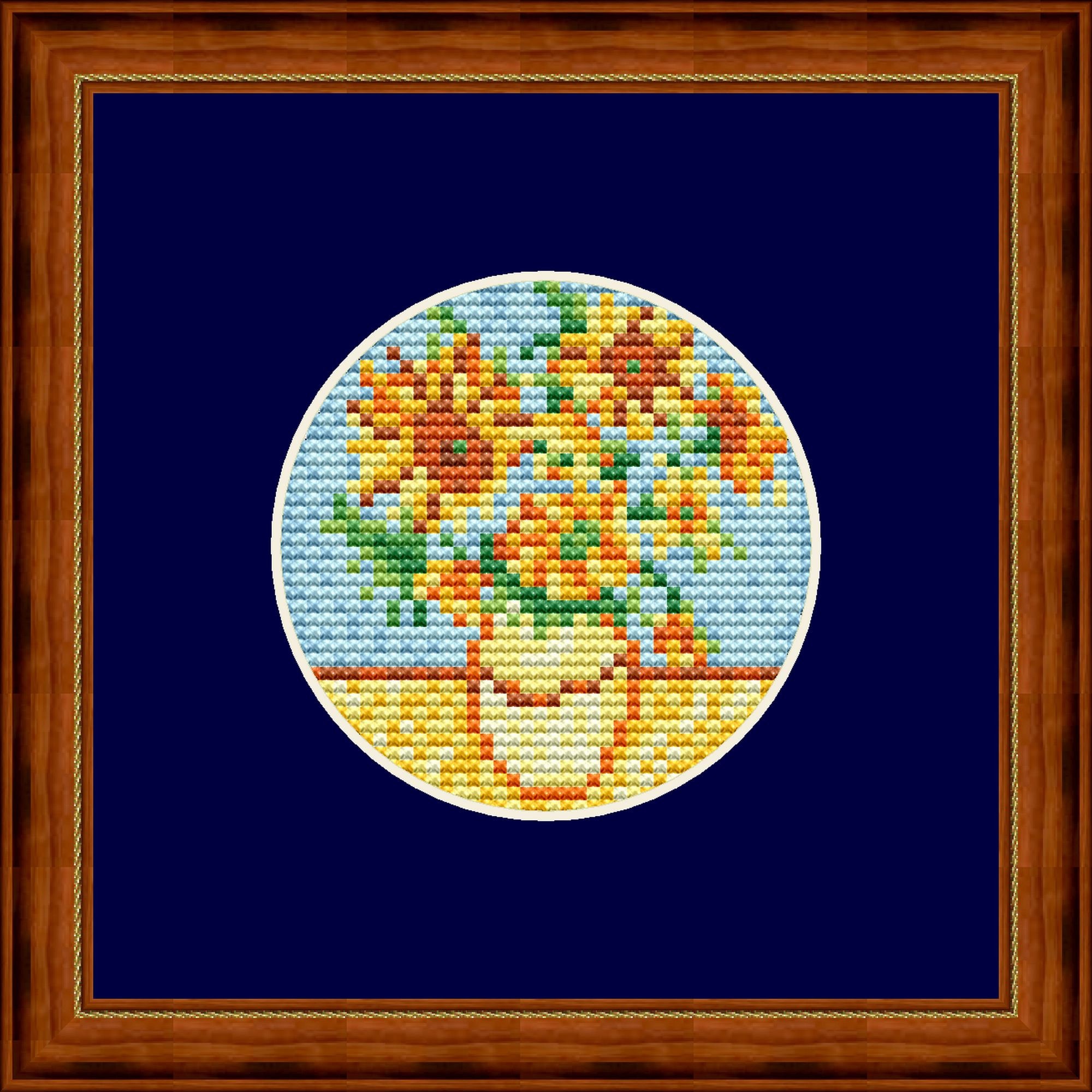Cross Stitch Pattern Sunflowers Van Gogh. Embroidery for Beginners