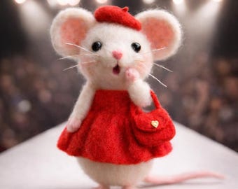 Statuetta di topo in abito rosso, decorazione in miniatura per animali da collezione