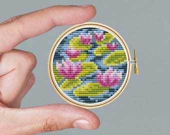 Monet Water Lilies Miniature Cross Stitch Pattern (PDF Pattern)