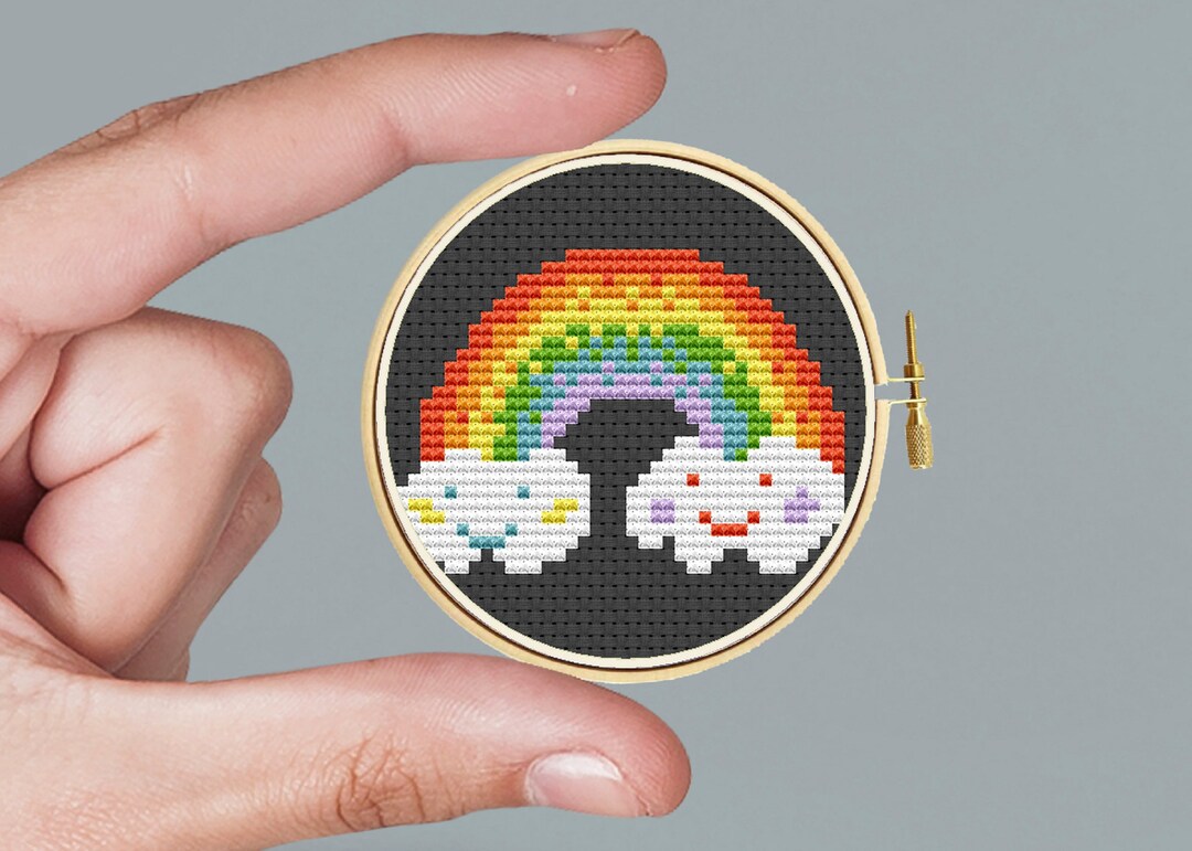 Mini Cross Pattern Rainbow Miniature Cross Stitch Pattern Embroidery for Beginners. Modern ...