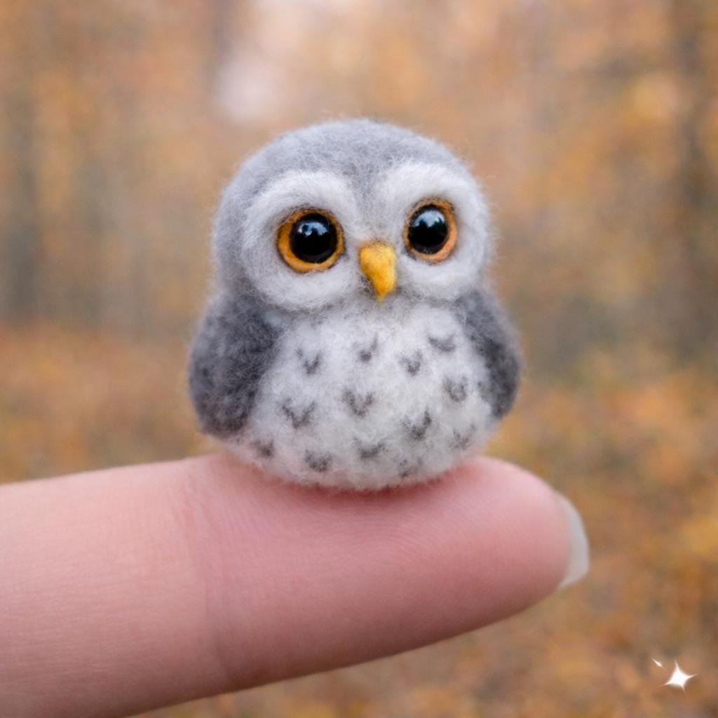 Tiny Owl Figurine Miniature Owl Gift Micro Woodland Decor Small Handmade Owl Collectible
