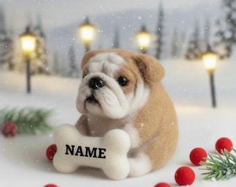 Statuetta personalizzata di bulldog, cane bulldog personalizzato con nome, scultura per animali domestici