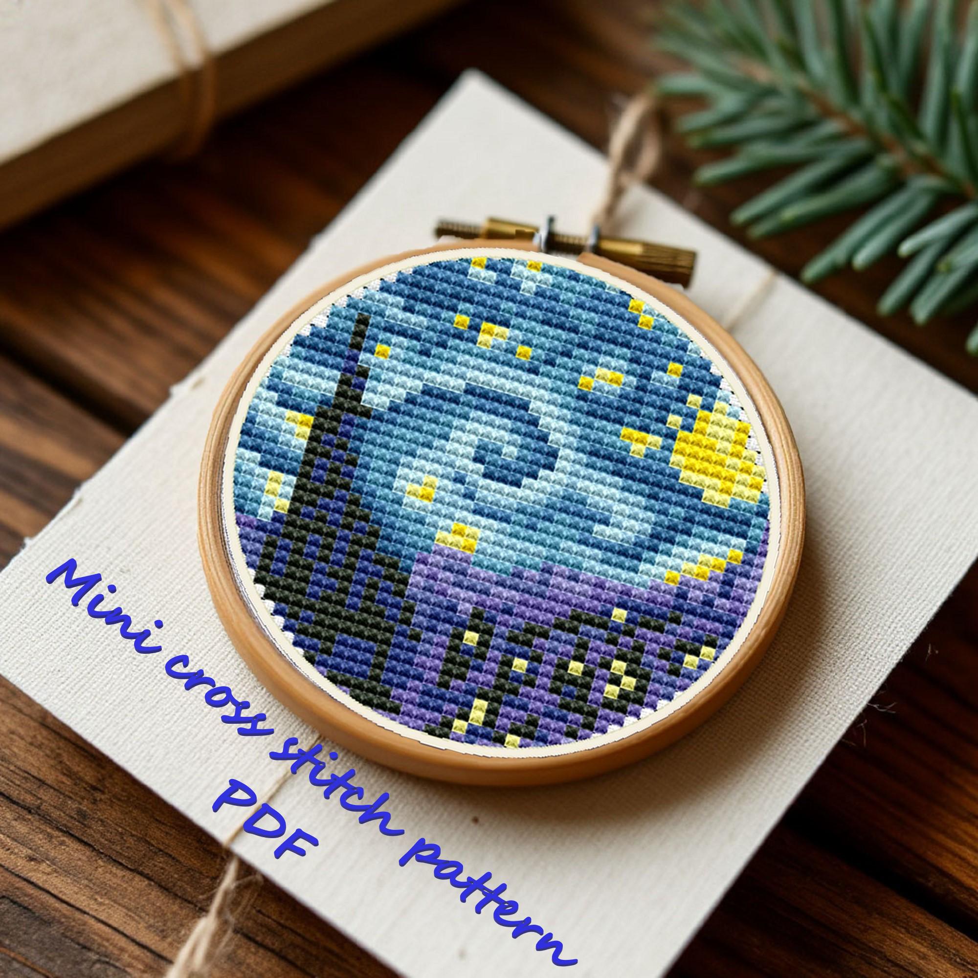 Miniature Cross Stitch Pattern Van Gogh Starry Night Instant Download PDF