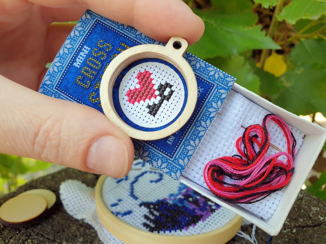 Cross Stitch Kit Closed Heart Embroidery for Beginners Mini Etsy