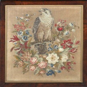 Vintage cross stitch pattern Falcon Instant pdf download Bird and flowers