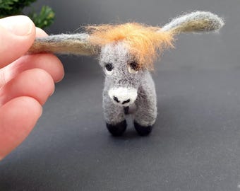 Adorable Donkey Nestor Ornament Christmas Tree Decor Vintage miniatures Miniature animals Needle felted Miniature figurines Donkey