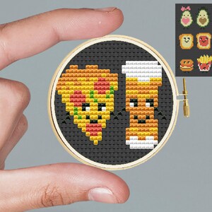 Set of products  miniature cross stitch pattern Embroidery fast food  Modern cross stitch pattern  Mini cross-stitch many umbrellas