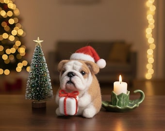 Ornamento natalizio a forma di bulldog per l'albero di Natale, Graziosa decorazione natalizia a forma di cane, Statuina festiva a forma di bulldog, Regalo per gli amanti dei cani,