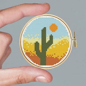 Kaktus Kreuzstich Wüste und Berge Texas Arizona