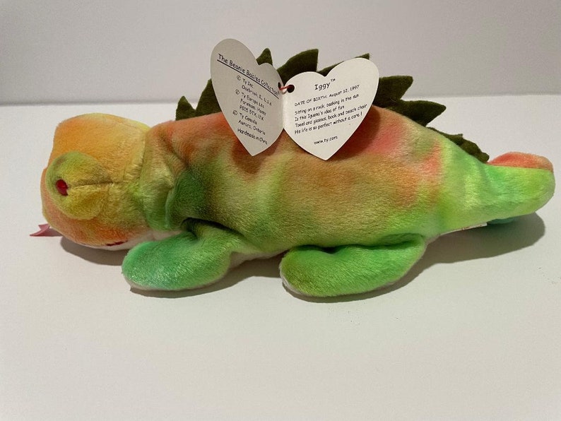 3 RARE Ty Beanie Babies: Iggy, 1997 With Errors Chocolate 1993 Wrinkles