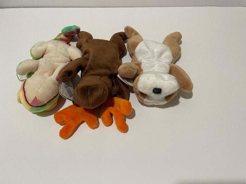 3 RARE Ty Beanie Babies: Iggy, 1997 With Errors Chocolate 1993 Wrinkles