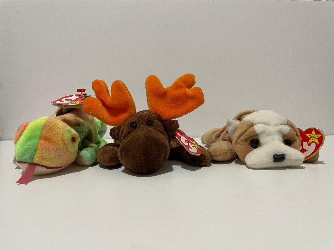 3 RARE Ty Beanie Babies: Iggy, 1997 With Errors Chocolate 1993 Wrinkles