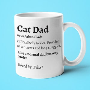 Personalised Cat Dad Birthday Mug, Father's Day Gifts, Cat Dad Gift, New Cat Owner Gift, Named Cat Mug, Cat Mug, Coaster Gift From Cat