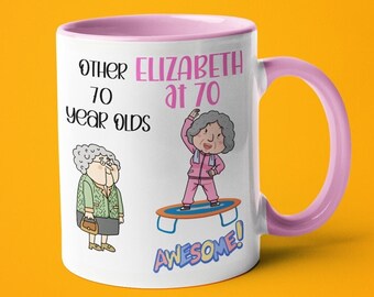 Taza personalizada de 70 cumpleaños, regalo divertido para mujer de 70 años