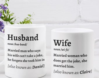 Personalized Couples Mug, Funny Husband and Wife Gift, Him and Her Present
