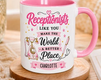 Personalised Receptionist Mug, Secretary Mug,  Front Desk Appreciation Gift for Her, Reception Thank You