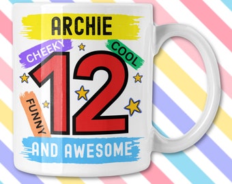 Personalized 12th Birthday Mug, Gift for 12 Year Old Boy