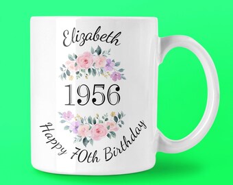 70th Mug Personalised, 70th Birthday Gift For Women