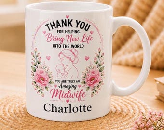 Personalised Midwife Mug – Thank You Gift for Midwife, New Baby Keepsake