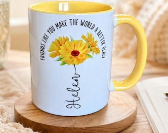 Personalised Floral Friend Mug – Custom Name Friendshift Gift