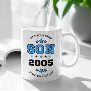 21st Birthday Son Mug, Gift for 21 Year Old Son White Mug/Coaster