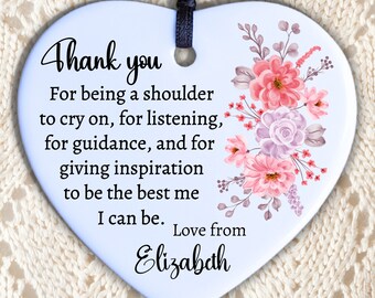 Personalized Thank You Ornament, Floral Keepsake Gift