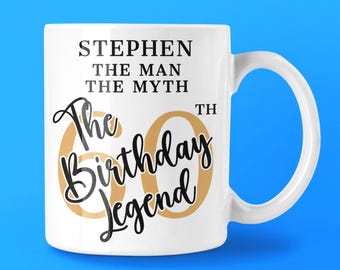 Personalised 60th Mug for Men, Birthday Gift for 60 Year Old Man