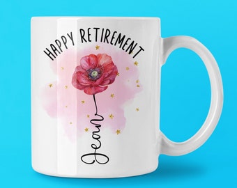 Personalized Retirement Mug for Women, Floral Leaving Gift