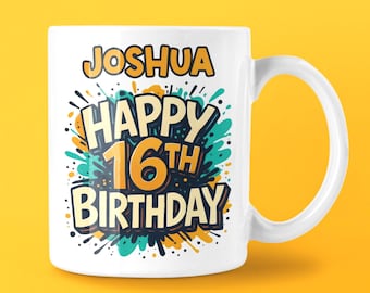 Personalized 16th Mug, Gift for 16 Year Old Boy