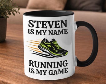 Personalised Running Mug, Gift for a Man or Woman who Loves Jogging
