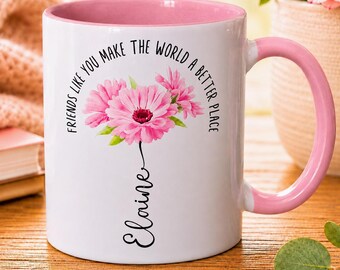 Personalised Floral Friend Mug – Custom Name Friendship Gift