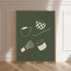 Matcha Illustration | Matcha Art Print | Modern Kitchen Wall Art | Digital Download