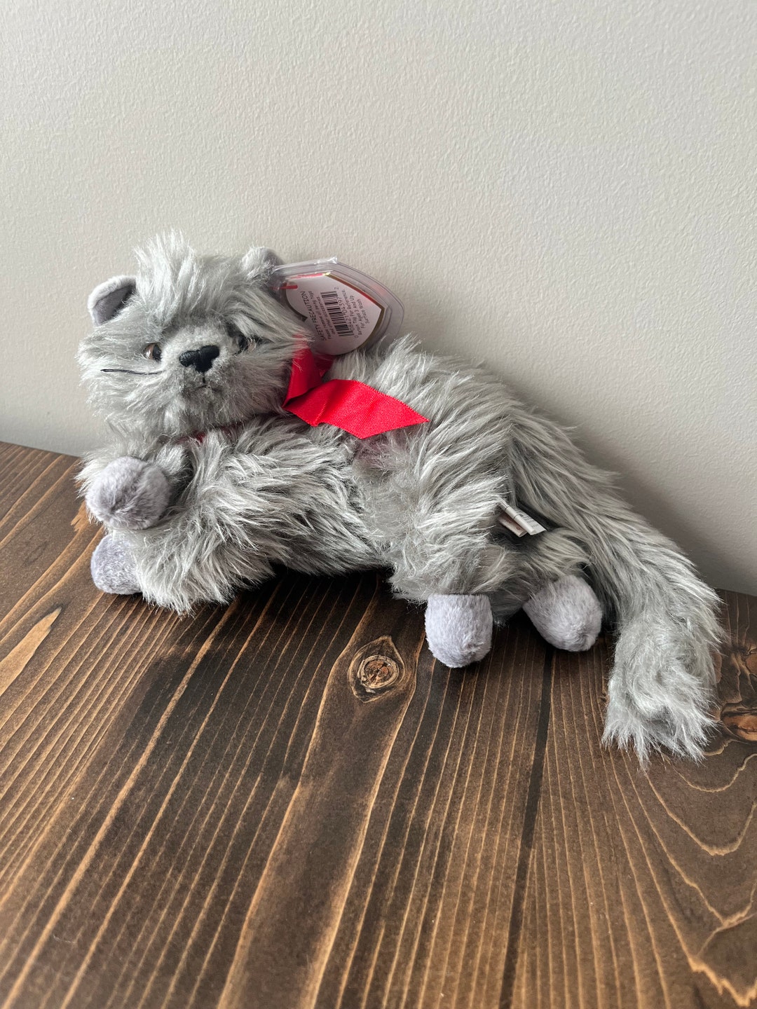 Ty Beanie Baby beani the Grey Long Haired Cat Plush 7 Inch - Etsy