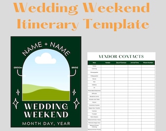Complete Wedding Weekend Itinerary Template | Editable Canva Template
