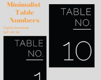 Minimalist Black Table Numbers | PDF Digital Download