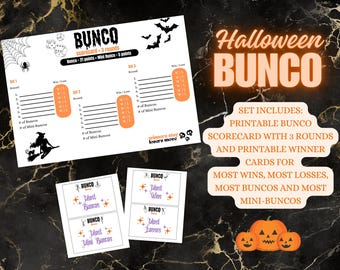 Halloween-Themed Bunco scorecards and winner cards set - print at home - great for girls night or Teachers gifts for Halloween