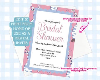 Bridal Shower Grandmillennial Digital Invitation - Personalize and edit at home