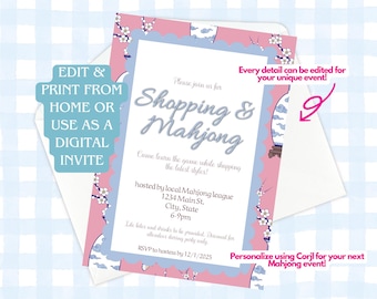 Mahjong Grandmillennial Digital Invitation for Girls Nights, Birthday Parties, and Mahjong Events