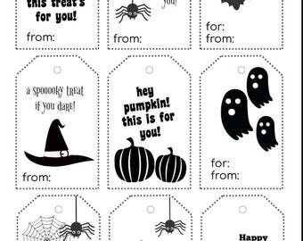 Editable Halloween Treat Gift Tags - Perfect for school, fall events, neighbors, teachers, trick-or-treaters