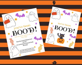 You've Been Boo'd - White Halloween background. Digital design to edit & print at home