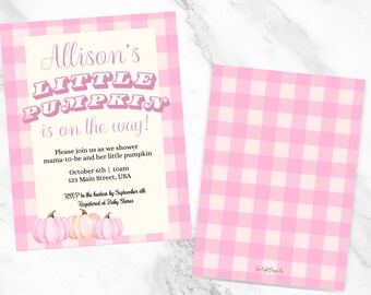 Little Pumpkin baby shower invitation 5x7 editable, printable digital file