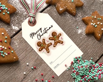 Gingerbread Man Christmas Gift Tags • Printable Holiday Gift Tags • Gingerbread Cookie Tags • Digital Download Labels for Christmas