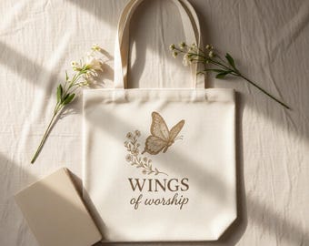 Christliche Schmetterlings-Einkaufstasche, niedliche Bibelstudie-Einkaufstasche, Glaube-Einkaufstasche, christliches Geschenk für Frauen, Kirche-Einkaufstasche