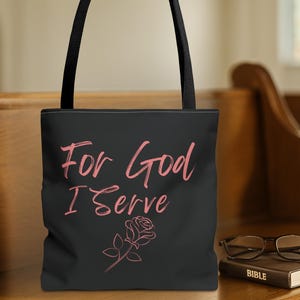 Rose Design Christian Tote Bag: Elegant Bible Study Church Purse