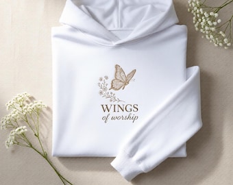 Christlicher Hoodie für Frauen, Schmetterlingsglaube Sweatshirt, Anbetung Hoodie, Bibelstudiengeschenk, inspirierende christliche Kleidung, gemütliches Geschenk für sie