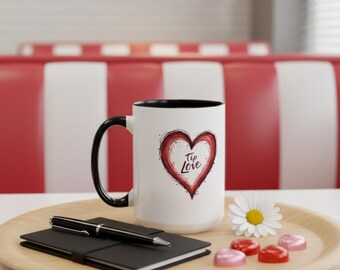 Tip Love Accent Coffee Mug Valentine Server Waitress Appreciation Gift Black Handle Ceramic Cup