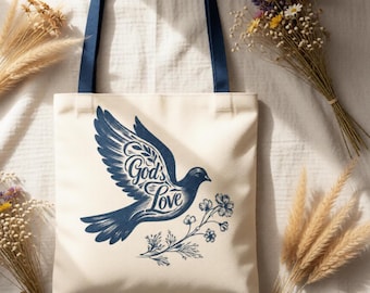 Götter Liebe Taube Christian Einkaufstasche | Glaube inspiriert Bibel Studium & Kirche Tasche | Christliches Geschenk für Frauen