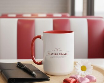 Serving Smiles Valentine Coffee Mug Gift for Waitresses Servers Barista Appreciation Cup Restaurant Worker Present