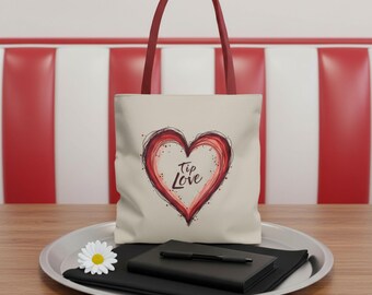 Spitze Liebe Tote Bag für Kellnerinnen Valentinstag Geschenk Restaurant Worker Front House Servieren Herz Carryall